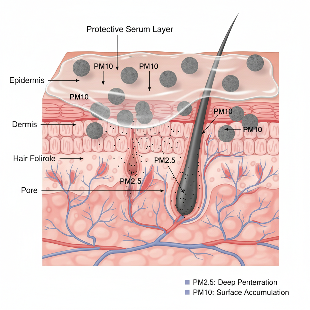 Comparison of Bangkok urban pollution and protected clear skin