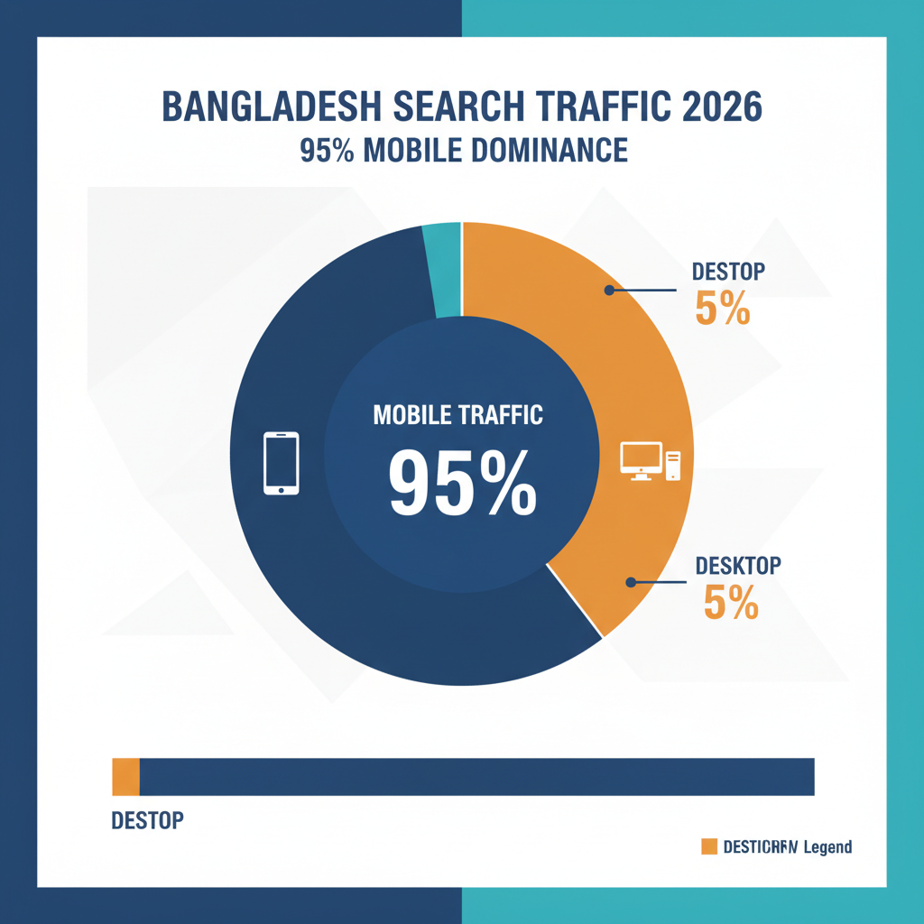 Graph showing 95% mobile search traffic dominance in Bangladesh 2026